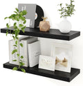 Floating Shelves for Wall, 24in Black Wooden Shelves Set of 2 by Feihorrm