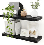 Floating Shelves for Wall, 24in Black Wooden Shelves Set of 2 by Feihorrm