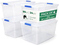 EconoHome Clear 95qt Storage Box - Heavy-Duty Tote for Organizing at Home, Office, or Garage - 24 Gallon Clear Plastic Storage Bins with Lids - Lidded Stackable Organizer Bins for Organization by EconoHome