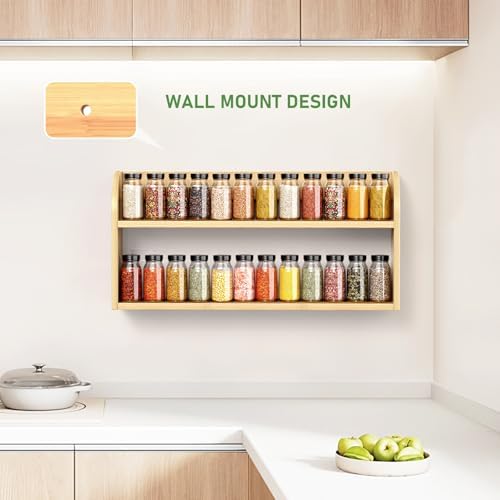ROMGUAR CRAFT 2 Tier Long Bamboo Spice Rack, Natural - Image 2