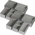 12 Pack Drawer Organizers for Clothing, Foldable Clothes Storage Box Closet Dresser Drawer Organizers Dividers, Bedroom Organization Fabric Bins for Baby Clothes Underwear Sock Bra Ties (Grey) by Criusia