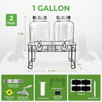 Accguan 1-Gallon Drink Dispenser,2 Pack Glass Drink Dispenser with Tin Lid - Image 2