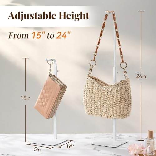 niffgaff 4 Pack Adjustable Purse Holder: Handbag Display Stand, Hanger Rack for Bags, Purses and Wreaths, Tabletop Closet Desk Retail Vendor Display Stand, White - Image 2