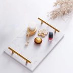 Genuine Marble Tray Bathroom Tray with Golden Handle, Natural Stone Decorative Tray with Metal Handle for Bathroom Kitchen Vanity Dresser Nightstand Desk, 11.8" x 7.9" Gray Color - Image 5