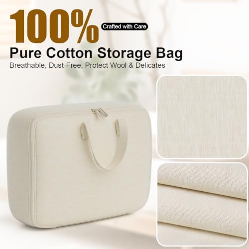 Higher Cotton and Linen Canvas Storage Bags with Reinforced Handles 2 Pack - Image 2