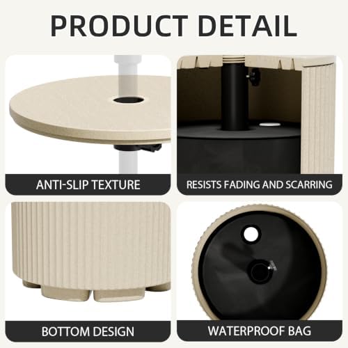 NicBex Patio Umbrella Stand Table Hole,Umbrella Base for Pool,Beige - Image 5
