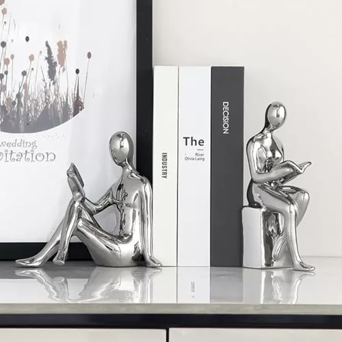 Decorative Bookends, Ceramic Book Ends for Shelves, Home Office Decor - Image 3