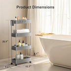 Pipishell 4 Tier Slim Storage Cart with Wheels, Laundry Cart, Gray - Image 2