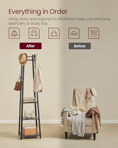 VASAGLE Coat Rack Freestanding, Hall Tree with 4 Shelves - Image 5