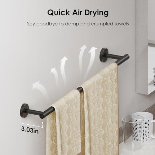 FORIOUS Bathroom Accessories, 4-Piece Bathroom Hardware Set - 24" Towel Bar - Image 2
