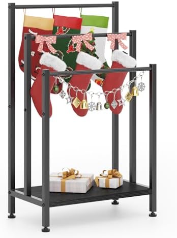 Freestanding Towel Rack, 3 Tier Metal Towel Rack, Black - Image 2