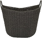 Household Essentials Handwoven Paper Rope Storage Basket with Metal Frame and Handles, Gray - Image 4