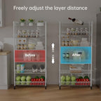 Golpart Basket Shelves Closet Rack with Wheels Metal Pantry Wire Shelf Unit - Image 4