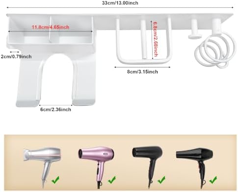 Hair Dryer Holder with Cord Organizer, Curling Iron Holder - Image 4