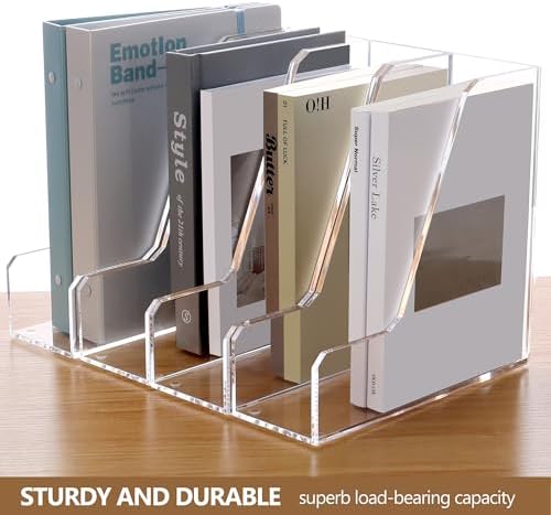 SANRUI 2 Pack Acrylic Magazine File Holder, Clear Vertical Desk Organizer - Image 3