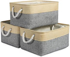 TheWarmHome Storage Bins for Organizing,Sturdy Storage Basket, Decorative Foldable Storage Baskets for Shelves Closet Toy (Gold&Grey Medium - 3 Pack 13.8L×9.8W×6.7H inch) by TheWarmHome