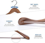 Nature Smile Luxury Wooden Suit Hangers 12 Pack Wood Coat Hangers Jacket Outerwear Shirt Hangers,with Extra-Wide Shoulder, 360 Degree Swivel Hooks & Anti-Slip Bar with Screw(Retro Color) - Image 4