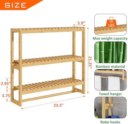 RRX Bathroom Shelf Storage Organizer, Shelf 3-Tier Adjustable Layer, Beige - Image 3