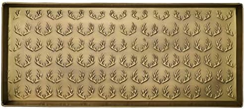 HF by LT Antlers Pattern Metal Boot Tray, 30 x 13 inches, Antique Brass Finish by HFbyLT