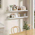 Fun Memories 48 Inch Floating Shelves in White, 9.3 Inch Deep Wall Shelves for Bathroom, Living Room, Bedroom, Kitchen, Deep Long Shelf Wall Mounted 2 Pack Shelf for Books, Decor - Image 2