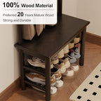 AQIMUELE Coat Rack with Shoe Storage, Narrow Wooden Hall Tree with Bench, 11 Hooks and 2-Tier Storage Shelves, 3-in-1, Entryway Bench with Coat Rack (23.6"-Black) - Image 4