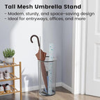 DUNCHATY 3 Pack Metal Mesh Umbrella Stand for Entryway - 19.5 Inch Heavy Duty Iron Umbrella Holder with Seamless Bottom - Freestanding Indoor Organizer Rack for Walking Canes and Bats, Black - Image 7