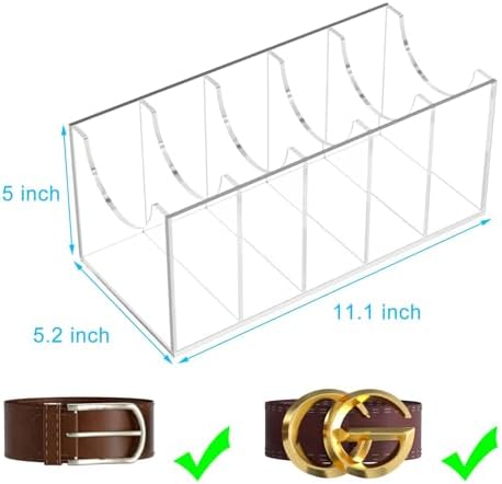 NIUBEE Belt Organizer for Closet, Acrylic Belt Box, Belt Storage, 5 Grids - Image 3