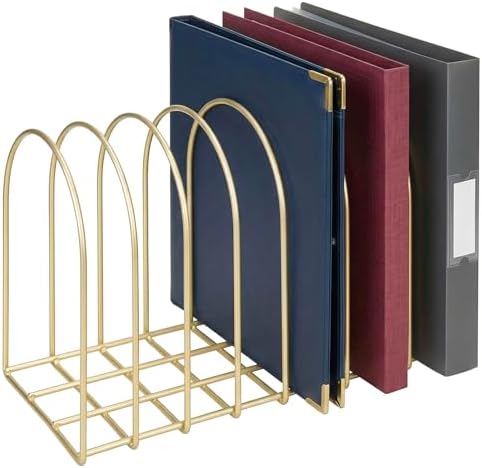 MyGift Brass Metal Wire File Desk Organizer Binder Holder with 8 Wide Slots by MyGiftHome
