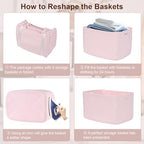 Baskets for Organizing,Storage Baskets,3 Pack Baskets for Shelfves,15"×10"×9" Woven Pink Basket,toy storage bins,bins for organization - Image 6