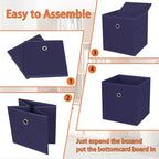 Foldable Storage Cubes Bins ,11 Inch Cloth Storage Cube Fabric Storage Box Cubes Organizer Baskets with Dual Handles for Home Organizer Set of 8 (Navy Blue) - Image 6