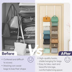 SWTYMIKI Over the Door Purse Organizer - 2 Packs Wall Mounted Purse Rack with 8 Hooks Design, Hanging Handbag Organizer Storage Holds up to 16 Bags, Bag Rack for Closet, Door (White) - Image 2