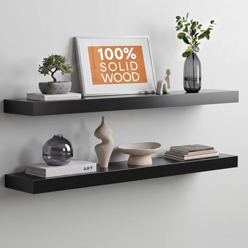 Homeforia 36 Inch Floating Shelves, High-End Solid Pine Wood, Set of 2 by Homeforia