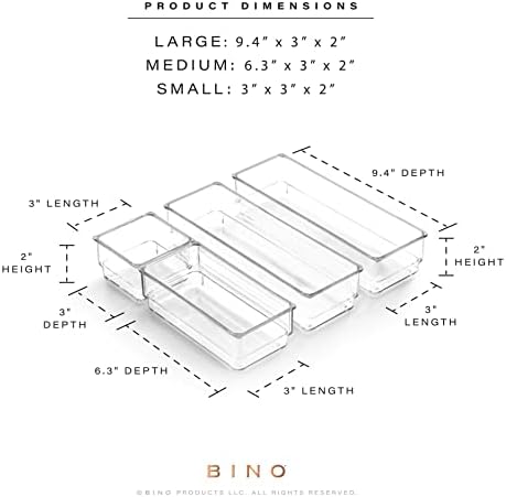BINO 4-Piece Modular Drawer Bin Set | Bathroom & Vanity Drawer Organizer Trays - Small (Pack of 3) - Image 3