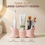 Bow Ceramic Toothbrush Holder, 3-Slot Cute Bathroom Toothbrush Organizer - Image 4