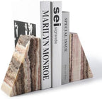 Koville Natural Onyx Bookends for Shelves, Decorative Bookends for Heavy Books, Non-Slip Heavy Duty Book Stopper for CD/Movies, Aesthetic Decorative Book Ends for Bookshevles Table Home Decor - Image 7