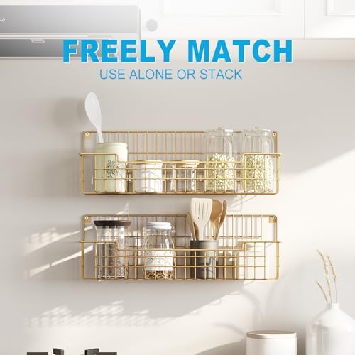 Spice Rack Wall Mount, 4 Pack Spice Organizer, Gold - Image 6