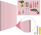 Peg Board, 4 Pack Metal Pegboard Panels Pink Pegboards Wall Organizer with Frame Large Heavy Duty Peg Board with Hooks for Walls Home, Garage Tool Storage, Office, Craft Room, Kitchen 24”×16” - Image 3