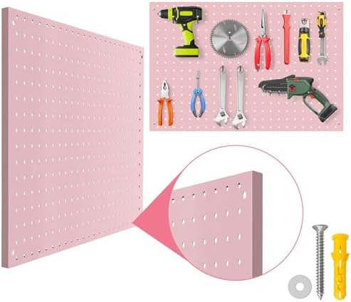 Peg Board, 4 Pack Metal Pegboard Panels Pink Pegboards Wall Organizer with Frame Large Heavy Duty Peg Board with Hooks for Walls Home, Garage Tool Storage, Office, Craft Room, Kitchen 24”×16” - Image 3