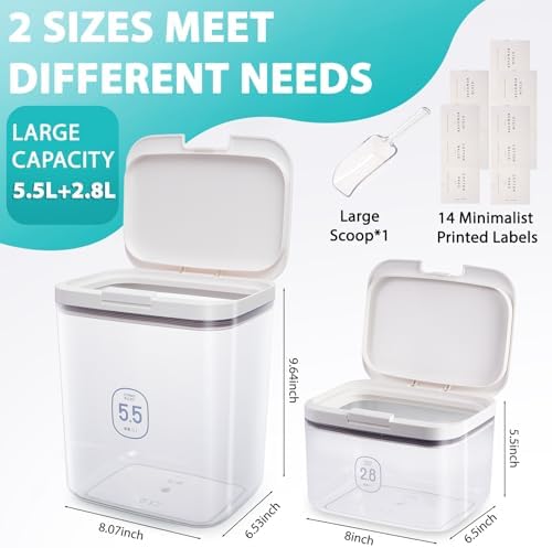 Large Capacity Laundry Powder Container With Pop-Up Lid, 5.5L and 2.8L - Image 2