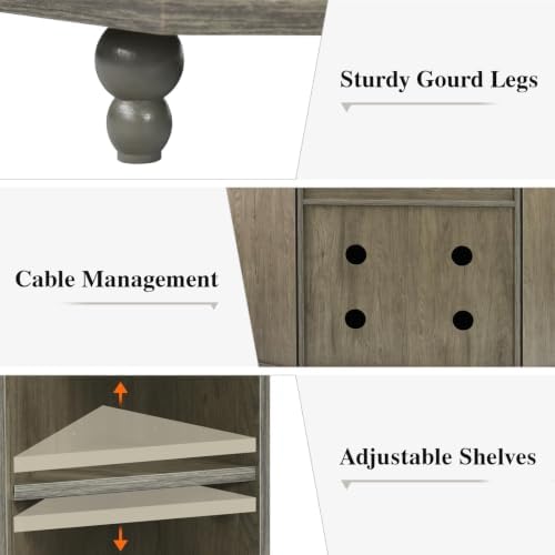 4 EVER WINNER 45" Corner TV Stand for 55-Inch TVs with Storage, Grey - Image 4