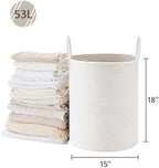 VIPOSCO 53L Tall Woven Laundry Basket Hamper, White - Image 5