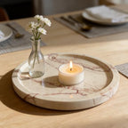 Natural Travertine Marble Round Tray: 7.8" Bathroom Vanity Counter Décor - Image 2
