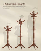 VASAGLE Freestanding Coat Rack, Rubber Wood Coat Tree with 11 Hooks - Image 5