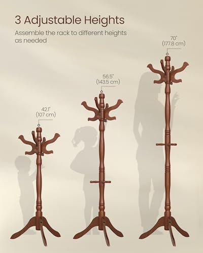 VASAGLE Freestanding Coat Rack, Rubber Wood Coat Tree with 11 Hooks - Image 5