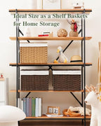 SETVSON Storage Basket with Lid, 2-Lid PE Rattan Storage Bin, Brown - Image 5