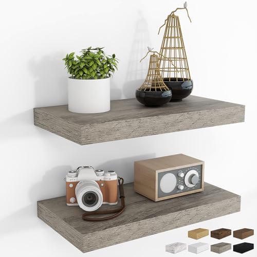 RICHFOCUS Bathroom Floating Shelves for Wall 2Pack|Grey|16" L by RICHFOCUS