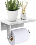 Gypie Toilet Paper Holder with Marble Shelf, Wall Mounted Brushed Nickel by GypieHouseware
