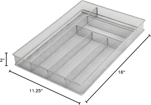 YBM Home Stainless Steel Silverware Tray Organizer for Kitchen Utensils, In-Drawer Cutlery Tray Mesh Utensil Drawer Organizer with 6 Compartments for Kitchen and Office - Image 2