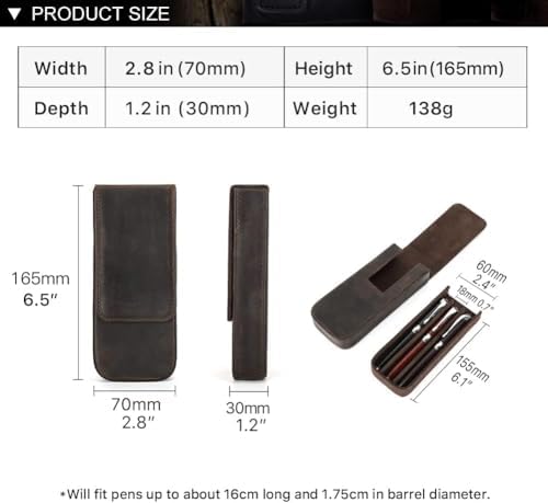 Genuine Leather Fountain Pen Case Collector Organizer, Leather Pencil Case Handmade Pen Protective Sleeve - Image 3
