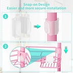 HapiRm Corner Shower Caddy Organizer - Shower Organizer Corner with Soap Holder, Toothbrush Holder and 4 Hooks, Rustproof Bathroom Shelf Tension Pole Available for 27.6 to 108.3 Inch - Pink - Image 3